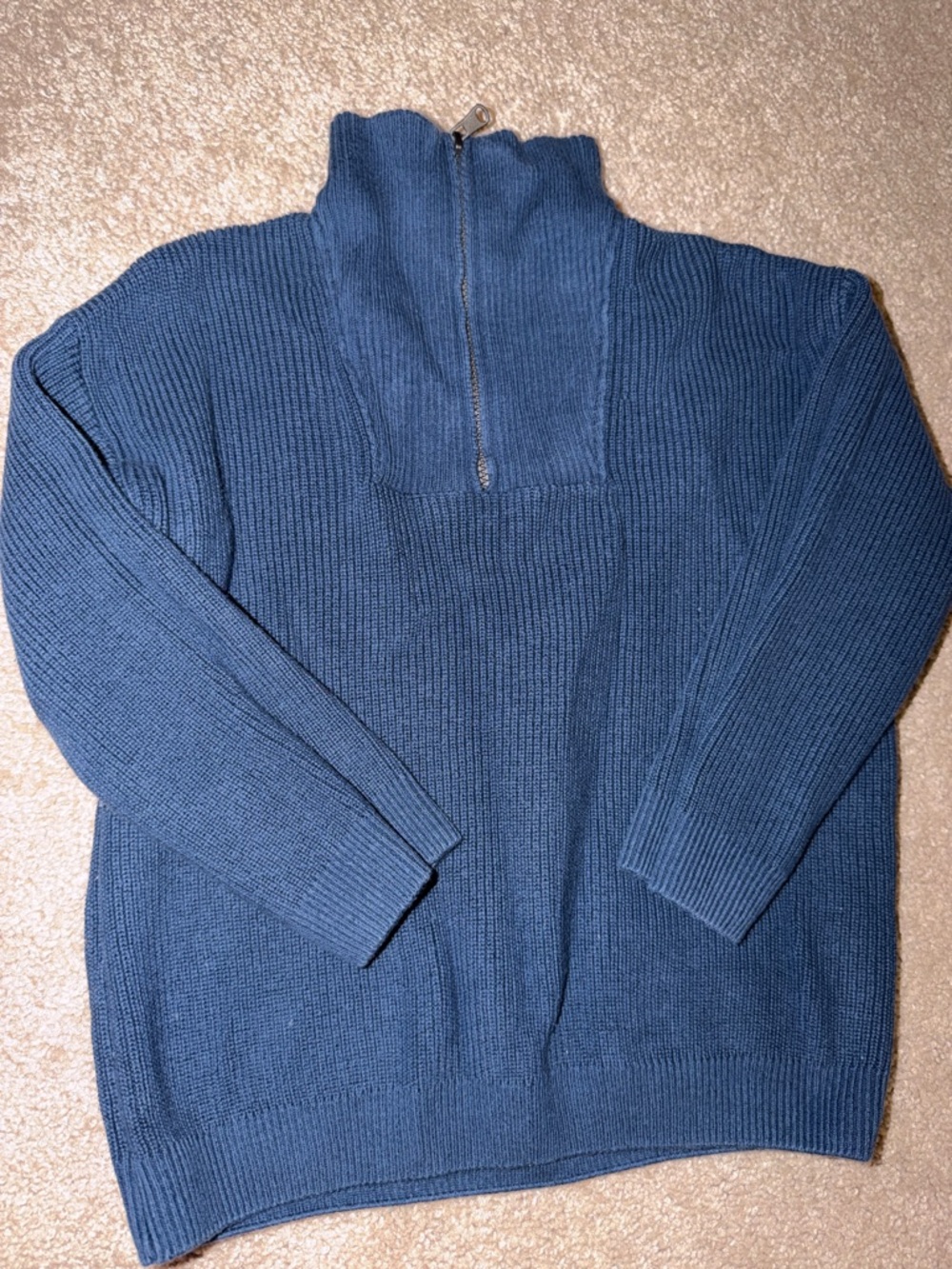 Zara Boys Blue Ribbed Half-Zip Sweater
